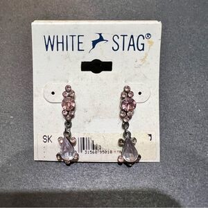 Vintage Pink Rhinestone Dangle Earrings 90’s